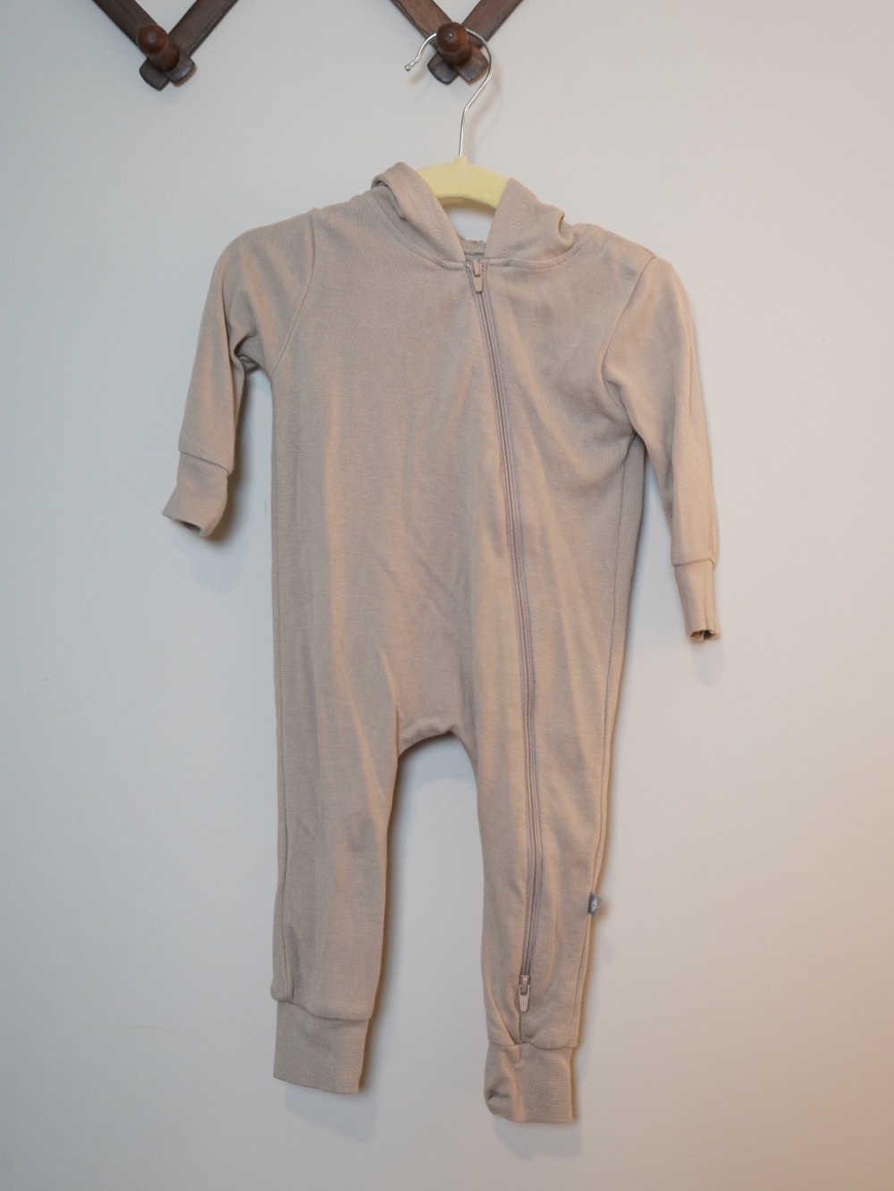 Kyte Baby Taupe Hooded Zippered One-Piece Romper